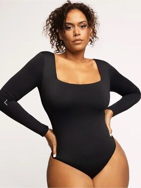 Popilush Shapewear Contour Long Sleeve Square Neck Bodysuit